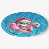 Sinterklaas zwembad feest Kerstmis in juli Papieren Bordje (Gekanteld)