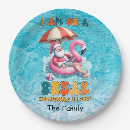 Sinterklaas zwembad feest Kerstmis in juli Papieren Bordje (Voorkant)