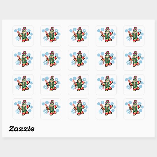 Sinterklaascade dans vierkante sticker (Vel)