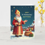 Sinterklaasdag Aanpasbare Naam Glimlachen Wensen Kaart (Gele Bloem)