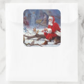 Sinterklaasetende eekhoorn vierkante sticker (Tas)
