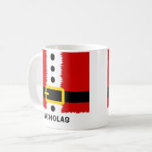 Sinterklaaspak en riemgesp Schattige Kerstmis Koffiemok (Voorkant links)