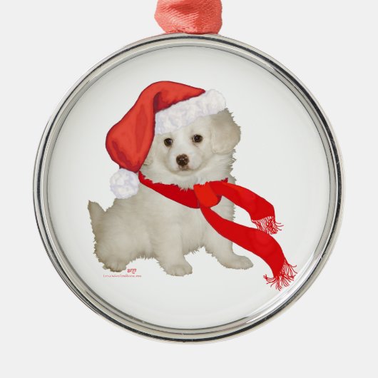 Sinterklankkoppeling / Bichon-mix Metalen Ornament (Voorkant)