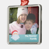 Sinterklare foto blauwe strepen familiekeepomwille metalen ornament (Links)