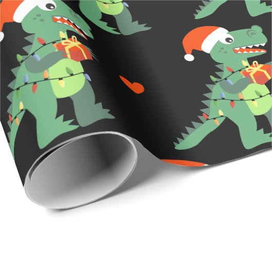 Sinterklare T-Rex-kerstpapier voor snelle kerstkaa Cadeaupapier (Rol Hoek)