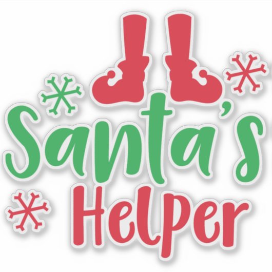 Sinterkletter, Elf Shoes, Snowflakes, Kerstmis Sticker (Voorkant)