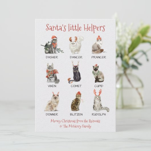 Sinterkletters met kleine helpers Cat Reindeer Feestdagenkaart (Staand voorkant)