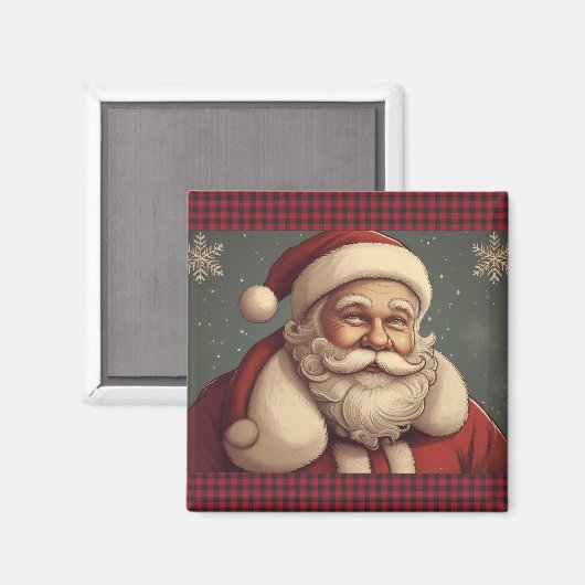 Sinterkleurige en traditionele kerstman magneet (Voorkant / Achterkant)