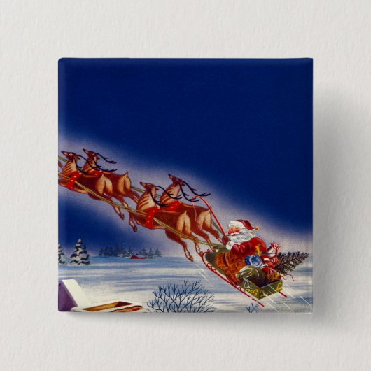 Sinterklon zijn sleigh vierkante button 5,1 cm (Voorkant)