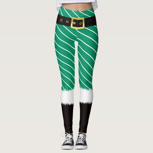 Sinterkostuums leggings met groene katoenwol (Voorkant)