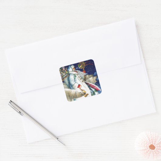 Sinterloopjongen met Beren Vierkante Sticker (Envelop)