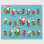 Sinterman en eenling op trein cadeaupapier (Vlak)