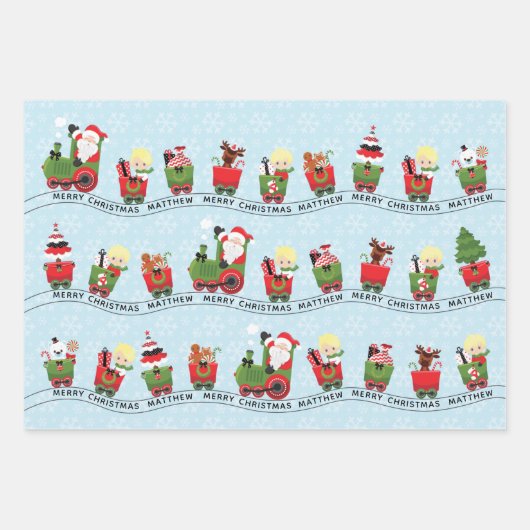 Sinterman en eenling op trein inpakpapier vel (Voorkant 3)