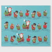 Sinterman en multiculturele jongen op trein cadeaupapier (Vlak)