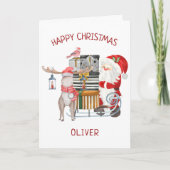 Sinterman en rendier met hooggepersonaliseerde Kin Feestdagen Kaart (Voorkant)