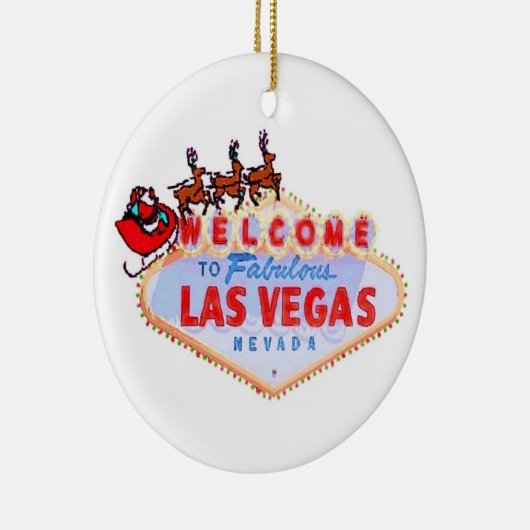 Sinterman en rendier op Las Vegas Sign Ornament (Rechts)