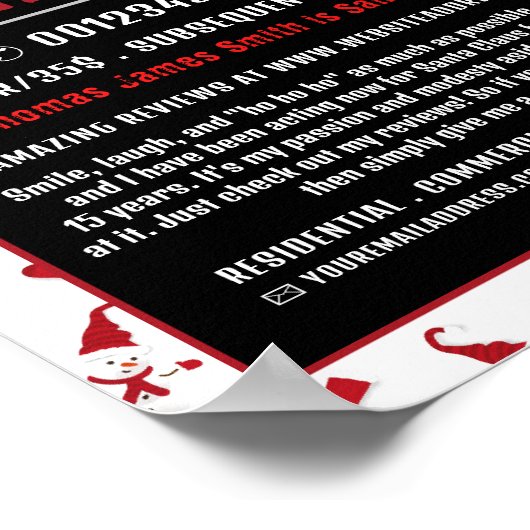 Sinterman en Snowman, Santa Claus Entertainer Adve Poster (Hoek)