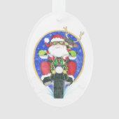 Sinterman en vriend motorfiets ornament (voorkant)