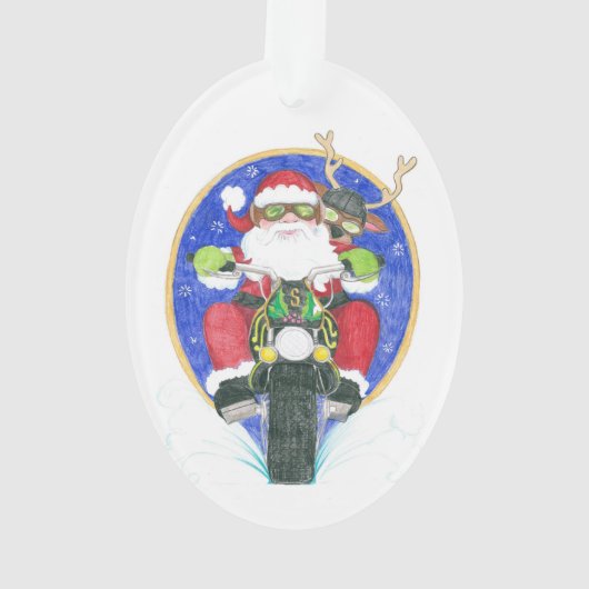 Sinterman en vriend motorfiets ornament (achterkant)