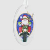 Sinterman en vriend motorfiets ornament (voorkant)