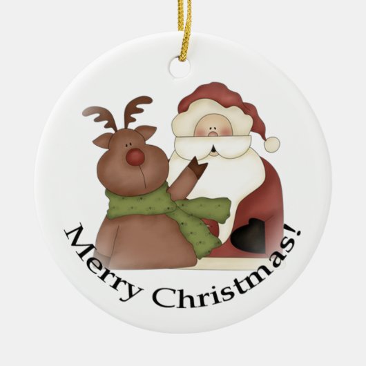 Sinterman en zijn rendier keramisch ornament (Voorkant)