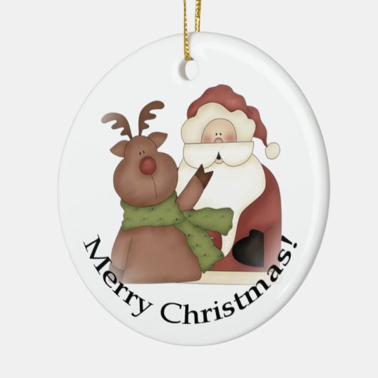 Sinterman en zijn rendier keramisch ornament (Links)
