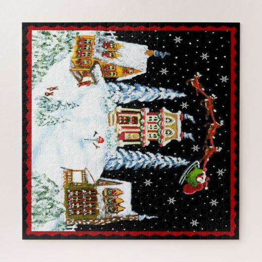 Sinterman en zijn rendierpuzzel legpuzzel (Horizontaal)