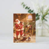 Sinterman in de rendierbarn feestdagenkaart (Staand voorkant)