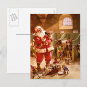 Sinterman in de rendierbarn feestdagenkaart (Voorkant / Achterkant)