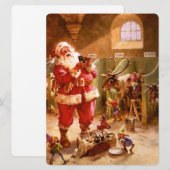 Sinterman in de rendierbarn feestdagenkaart (Voorkant / Achterkant)