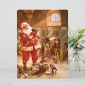 Sinterman in de rendierbarn feestdagenkaart (Staand voorkant)