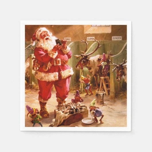 Sinterman in de rendierbarn servet (Voorkant)