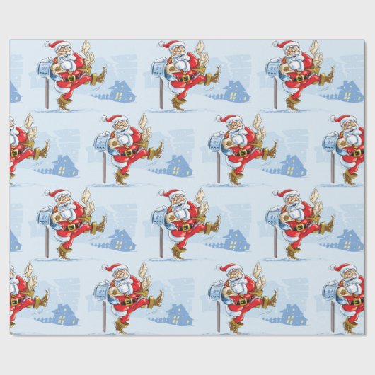 Sinterman in de sneeuw cadeaupapier (Vlak)