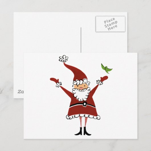 Sinterman met Bird Feestdagenkaart (Voorkant / Achterkant)