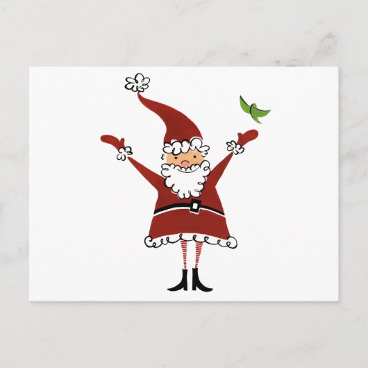 Sinterman met Bird Feestdagenkaart (Voorkant)