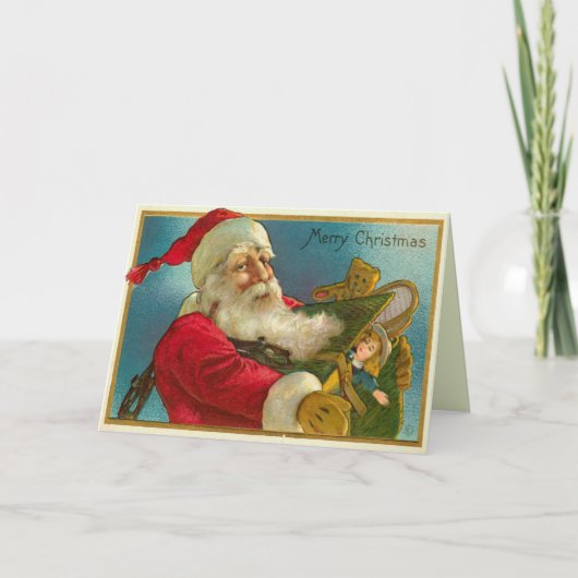 Sinterman met geschenken feestdagen kaart (Voorkant)