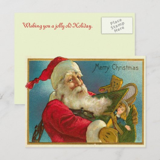 Sinterman met geschenken feestdagenkaart (Voorkant / Achterkant)