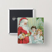 Sinterman met kinderen vierkante button 5,1 cm (Voorkant /achterkant)