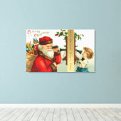 Sinterman met klein meisje canvas afdruk (Insitu (Houten vloer))