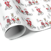 Sinterman op fietsen schattige kinder nieuwheid cadeaupapier (Rol Hoek)