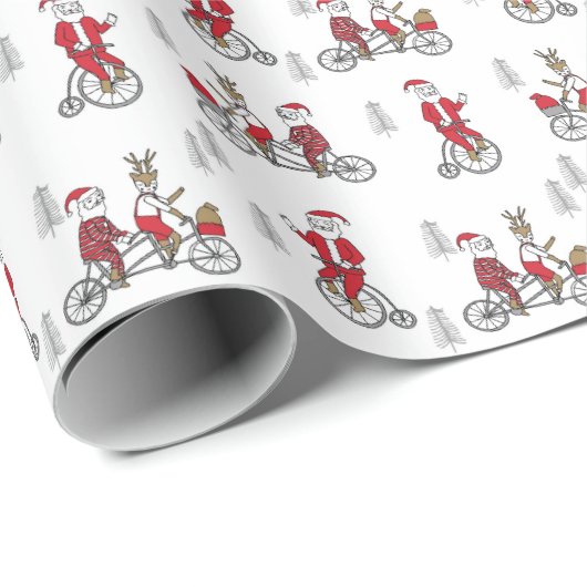 Sinterman op fietsen schattige kinder nieuwheid cadeaupapier (Rol Hoek)