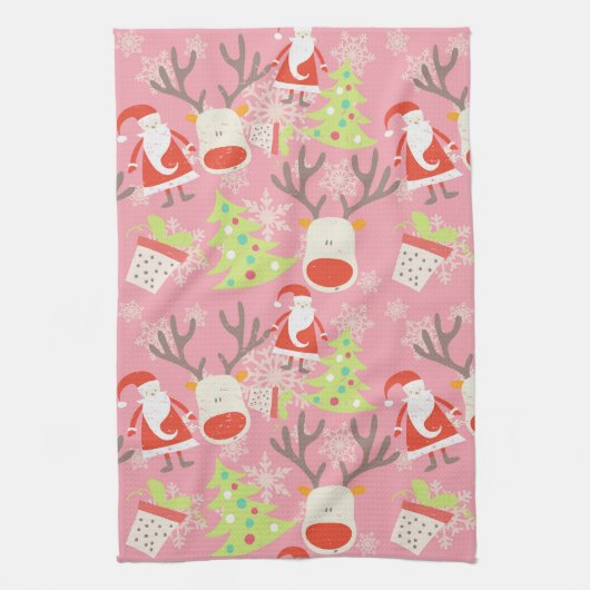 Sinterman, rendier, kerstboom en Plant Theedoek (Verticaal)