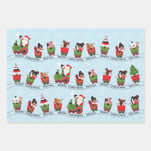 Sintermeisje en multicultureel meisje op trein inpakpapier vel (Voorkant 3)