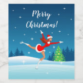 Sintermeisje met prettige kerstcadeaus wijn etiket (Enkel label)