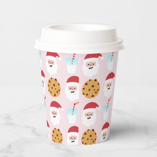 Sintermelk en koekjes met roze achtergrondpapier papieren bekers (Rechts)