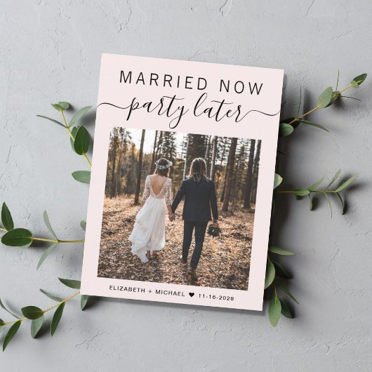 Sinterpartij later Foto roze bruiloft Aankondigingskaart