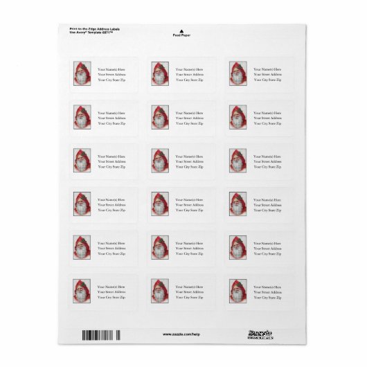 Sinterportret  adreslabel etiket (Full Sheet)