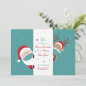 Sinterrendierfamilie met vrolijk kerstfeest feestdagenkaart (Staand voorkant)