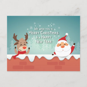 Sinterrendierfamilie met vrolijk kerstfeest feestdagenkaart