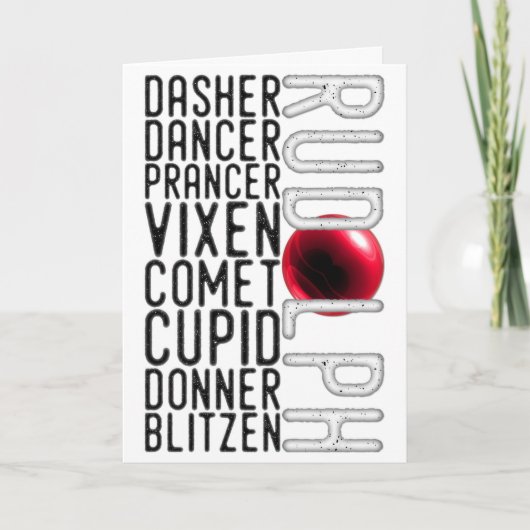 Sinterrendiernamen, Rudolph, Kinder Kerstmis Kaart (Voorkant)
